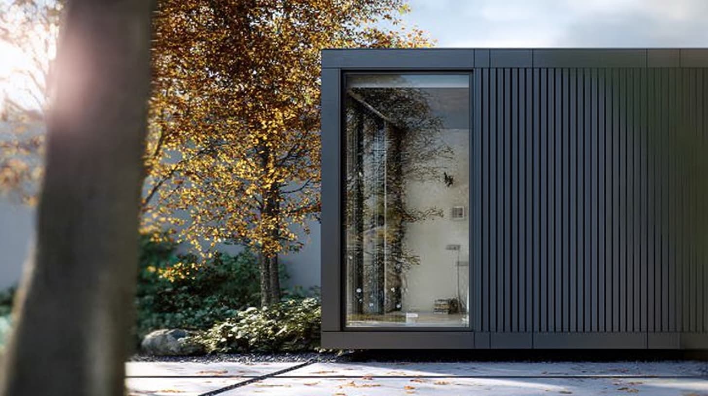 Modern garden cabin exterior with large glazing photo 1